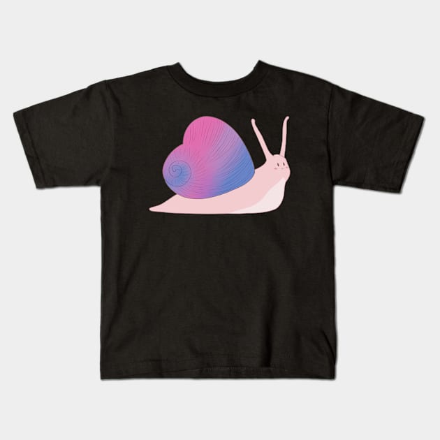 Bisexual Pride Love Heart Snail Kids T-Shirt by celestialuka